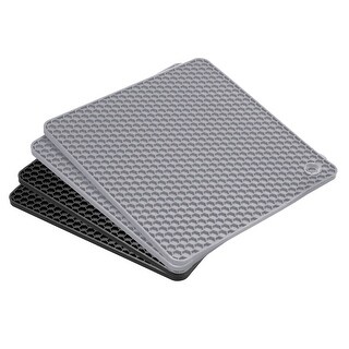 Pcs Silicone Trivet Mats For Pots Pans Square Hot Pad Teapot Coaster Light Grey Black Bed